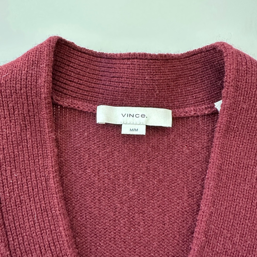Vince Cashmere Burgundy Cardigan Sweater Medium - Picture 5 of 7